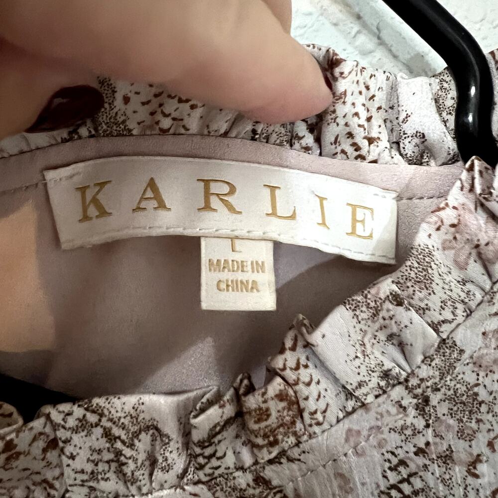 Karlie Taupe/Mauve Snake Print Midi Ruffle Dress … - image 5